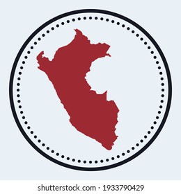Peru round stamp. Round logo with country map and title. Stylish minimal Peru badge with map. Vector illustration.