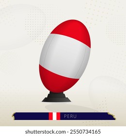 Peru Rugby Ball on Rugby Kicking Tees with Modern Design. Illustration perfect for sports, national pride, and rugby-related projects.