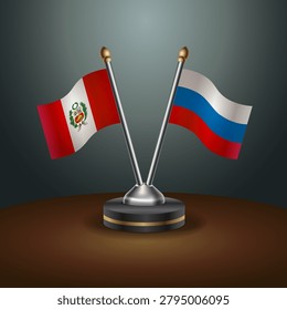 Peru and Russian table flags relation with gradient backgrund