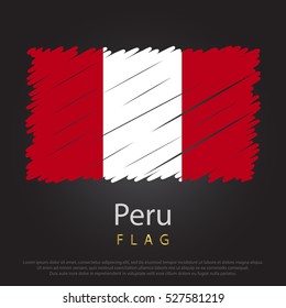 Peru scribbled flag. hand drawn lines in Vector Format on Gray Background. Vector illustration eps 10.