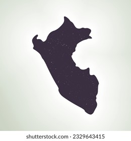 Peru shape on gradient background. Country map with scratch texture. Peru vibrant poster. Astonishing vector illustration.