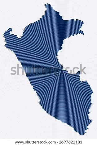 Peru shape rings. Country map formed by stacked circles. Peru boundary shape design. Amazing vector illustration.