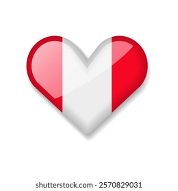 Peru - Shiny Flag in the Form of Heart. Vector Illustration.