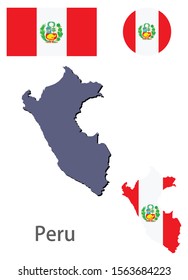 Peru Silhouette And Flag Vector Illustration