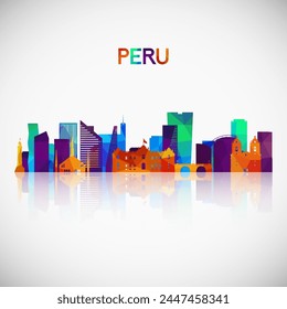 Peru Skyline Silhouette in buntem geometrischen Stil. Symbol für Ihr Design. Vektorillustration.