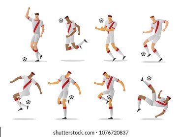 peru soccer team players. A set of football.  vector illustration.