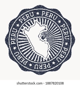 Peru stamp. Travel rubber stamp with the name and map of the country, vector illustration. Can be used as insignia, logotype, label, sticker or badge of Peru.