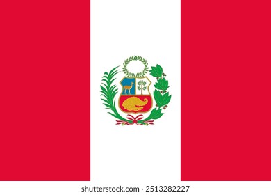 Plano de fundo da bandeira do Estado do Peru. Design realista da bandeira nacional. Modelo de vetor abstrato.