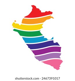 Peru swoosh silhouette rainbow map
