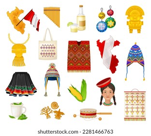 Peru Symbols and Culture Element Big Vector Set