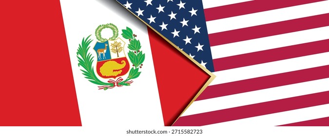 Peru and United States flags overlapping abstract background international relations diplomacy concept