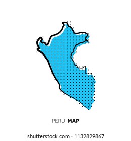 Peru vector country map. Map outline with dots.