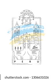 Peru vector illustration and typography design