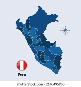 Peru vector map and flag, Flag map of Peru, vector