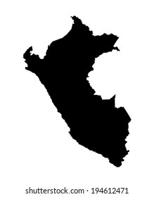 Peru vector map silhouette isolated on white background. High detailed illustration.  South America country.