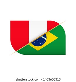 Peru versus Brazil, two vector flags icon for sport competition.