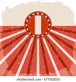 Peru vintage old poster with Peruvian flag colors - vector design, holiday decoration