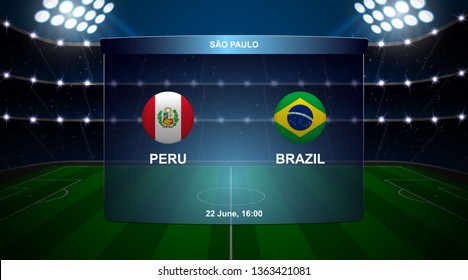 Peru Vs Brazil Football Scoreboard Broadcast Graphic Soccer Template