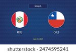 Peru vs Chile soccer scoreboard broadcast template America tournament 2024
