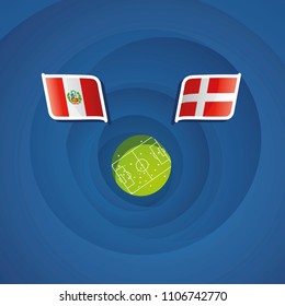 Peru vs Denmark flags abstract soccer stadium background