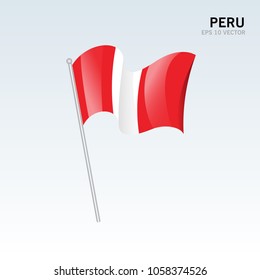 peru waving flag isolated on gray background