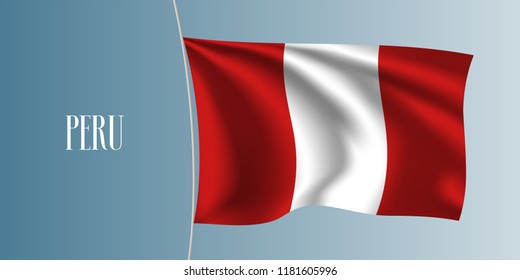 Peru waving flag vector illustration. Iconic design element as a national Peruvian symbol 