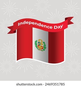 Peru Wavy Flag Unabhängigkeitstag Banner Hintergrund