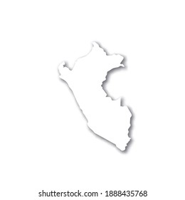 Peru - white 3D silhouette map of country area with dropped shadow on white background. Simple flat vector illustration.