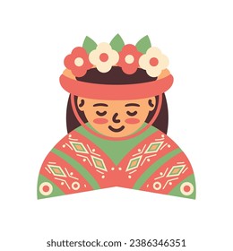 peru woman traditional illustration isolated