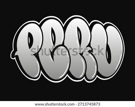 Peru word styled as a graffiti throw up, featuring rounded bubble letters with a gradient fill and a bold outline, creating a playful and urban typography design