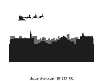 Perugia city skyline in italy, christmas background