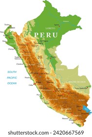 Peru-highly detailed physical map in vector format