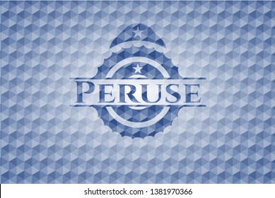 Peruse blue badge with geometric background. Vector Illustration. Detailed.