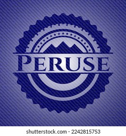 Peruse emblema con fondo jean. Ilustración vectorial. Detallado. 