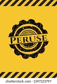 Peruse inside warning sign, black grunge emblem. Vector Illustration. Detailed.