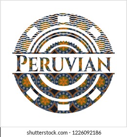 Peruvian arabic badge background. Arabesque decoration.