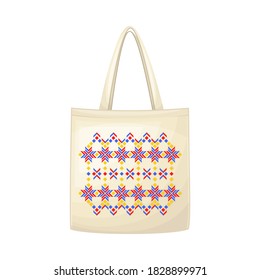 Peruvian Bag with Strap as Traditional Accessory Vector Illustration