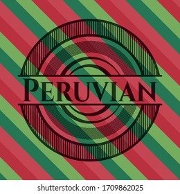 Insignia peruana al estilo de la Navidad. Ilustración vectorial. Detallado. 