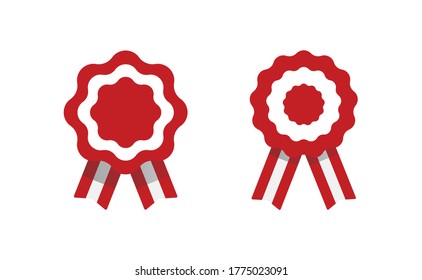 Peruvian cockade vector illustration. National symbol with Peru flag colors. Red and white rosette ribbon.