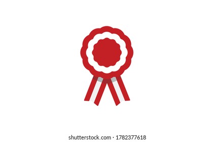 Peruvian cockade vector illustration. National symbol with Peru flag colors. Red and white rosette ribbon.