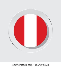 Peruvian country flag circle icon with white back
