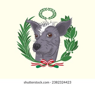 Peruvian dog with flag of Peru, illustration of viringo dog with Peruvian flag