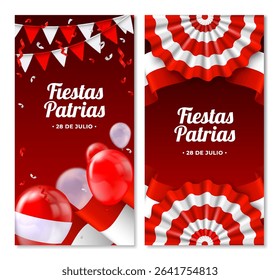 Peruvian Fiestas Patrias Realistic Vertical Banners Collection