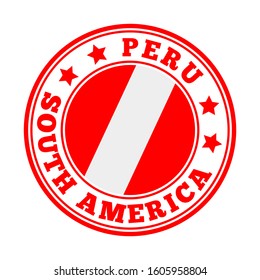 Peruvian flag logo. Red and white circle. Vector illustration.