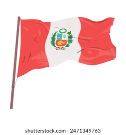 Peruvian flag on the white background. Decorative vector illustration of national flag.