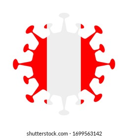 Peruvian flag in virus shape, symbolizing the pandemic's impact. Vector illustration.