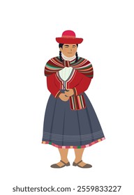 Peruvian girl vector illustration. Ethnic costume.