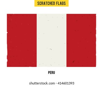 Peruvian grunge flag with little scratches on surface. A hand drawn scratched flag of Peru with a easy grunge texture. Vector modern flat design.