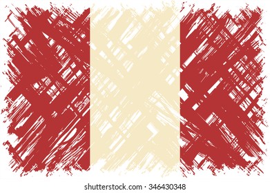 Peruvian grunge flag. Vector illustration. Grunge effect can be cleaned easily.