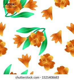 Peruvian Lily Flower Seamless pattern, Vector illustration design element